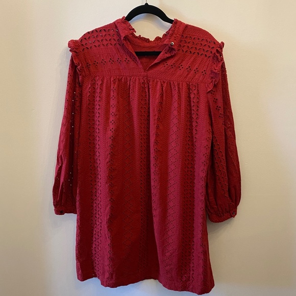 EUC Madewell Eyelet Maroon Boho Y2K Dress - Picture 3 of 7